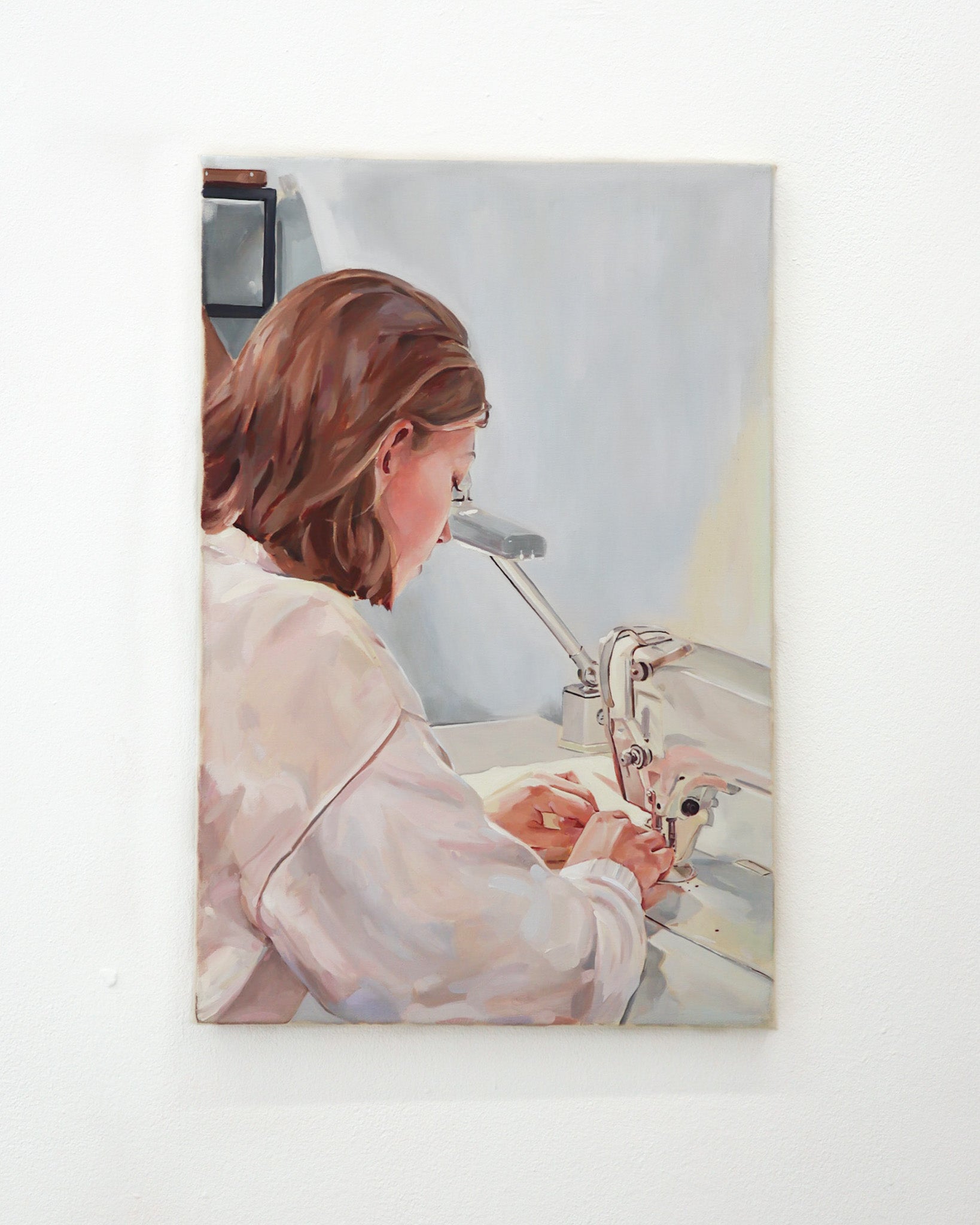 At the Sewing Machine - Original Oil Painting-1