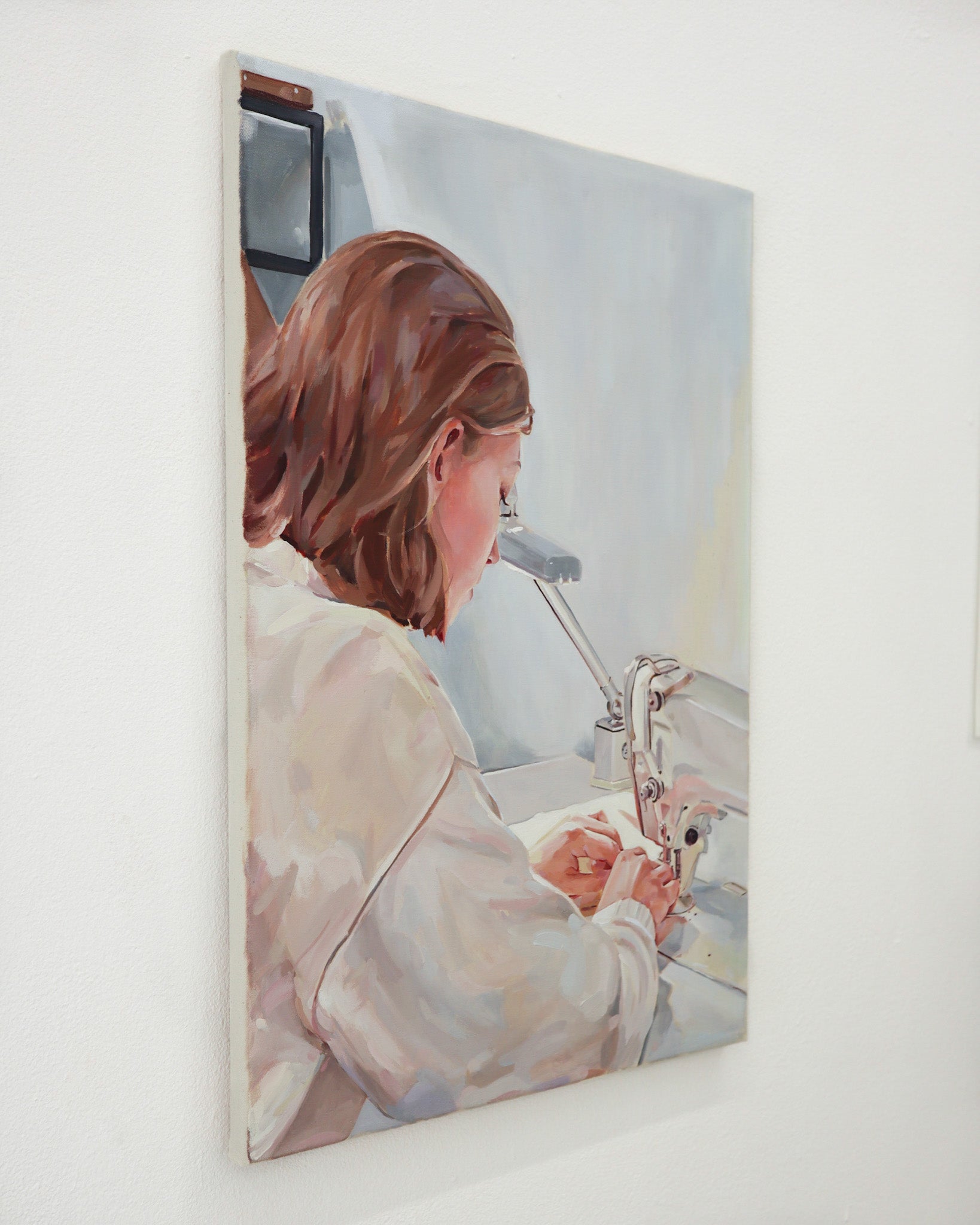 At the Sewing Machine - Original Oil Painting-2